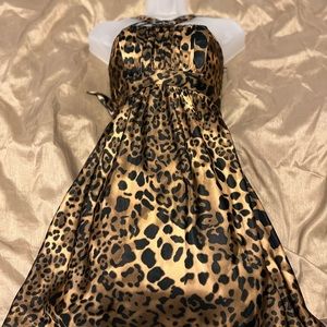 #9 Jessica McClintock for Gunne Sax Animal Print Leopard Cocktail Dress